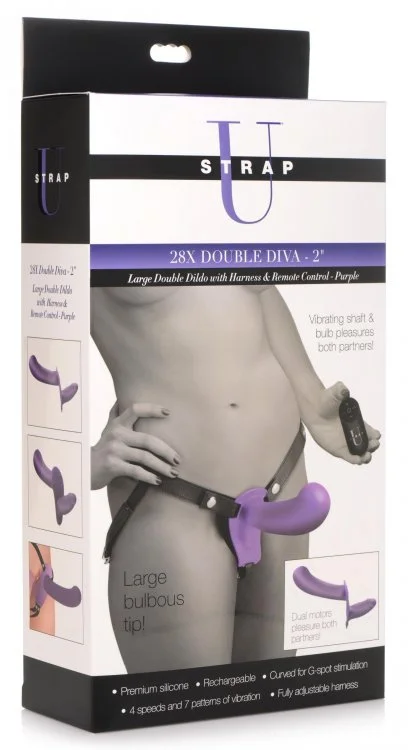 Strap U 28X Double Diva 2In Double Dildo W/ Harness Purple Harnesses Main Image