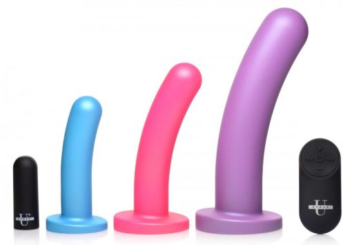 Strap u triple peg 28x dildo set silicone w/ remote harnesses 3