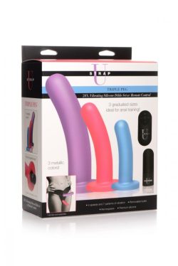 Strap U Triple Peg 28X Dildo Set Silicone W/ Remote Harnesses Main Image