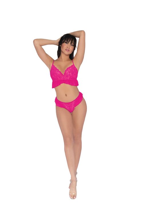 Stretch lace & mesh 2 pc set paradise pink o/s bra sets 3