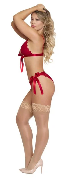 Sugar & Spice Ribbon Tie Bra & Panty Red S/M Bra Sets Main Image