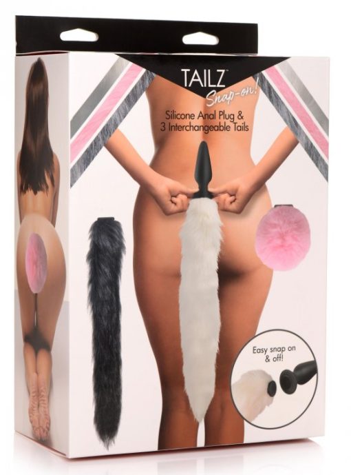 Tailz snap on silicone anal plug & 3 interchangeable tails butt plugs main image