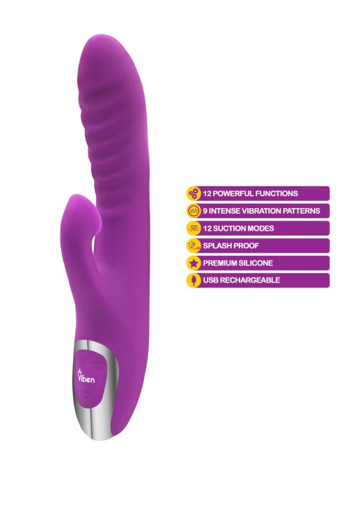 Viben Frenzy Rabbit Vibe W/ Clit Suction Berry 1