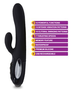Viben Hypnotic Thrusting Rabbit W/ Clit Stim Black Rechargeable Vibrators Main Image