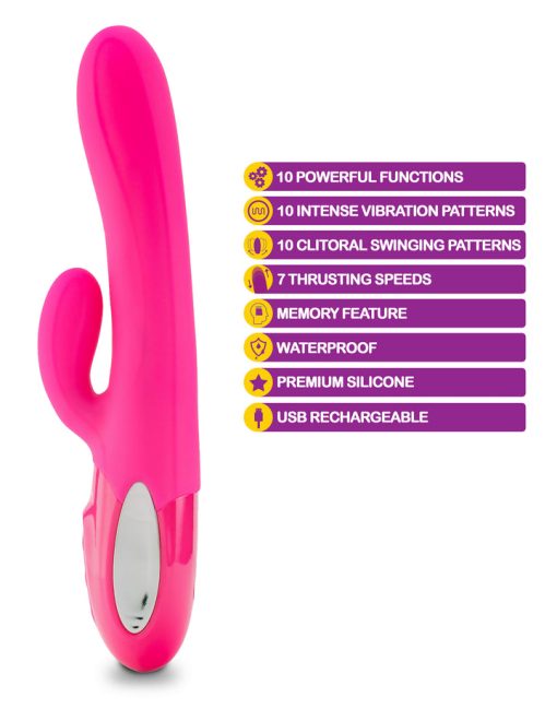 Viben Hypnotic Thrusting Rabbit W/ Clit Stim Hot Pink Rechargeable Vibrators Main Image