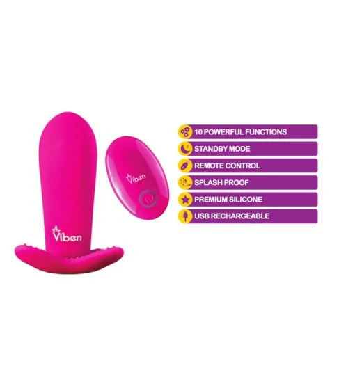 Viben Intrigue Panty Vibe W/ Pleasure Nubs Hot Pink Palm Size Massagers 3