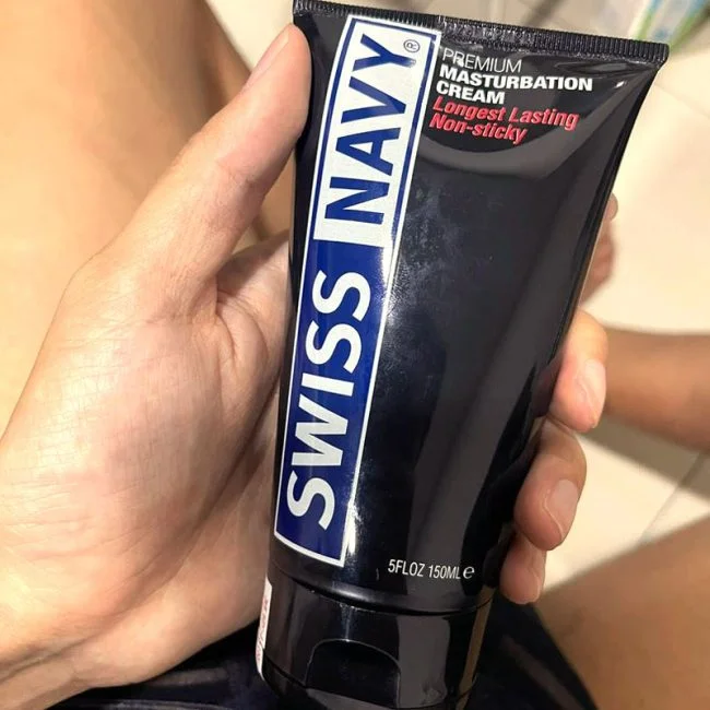 Swiss Navy Masturmation Lube In Hand