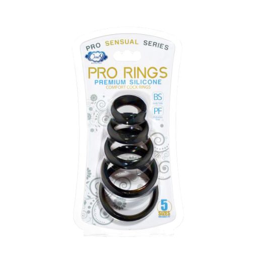 Cloud 9 Comfort Cock Rings W:FLAT Back 5-PK Pro Sensual Line Packaging