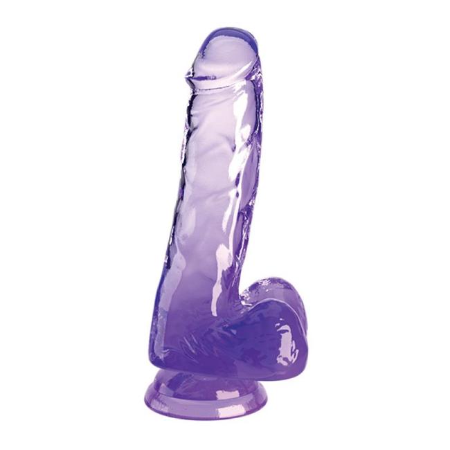 King Cock Clear 6In W/ Balls Purple  image 2