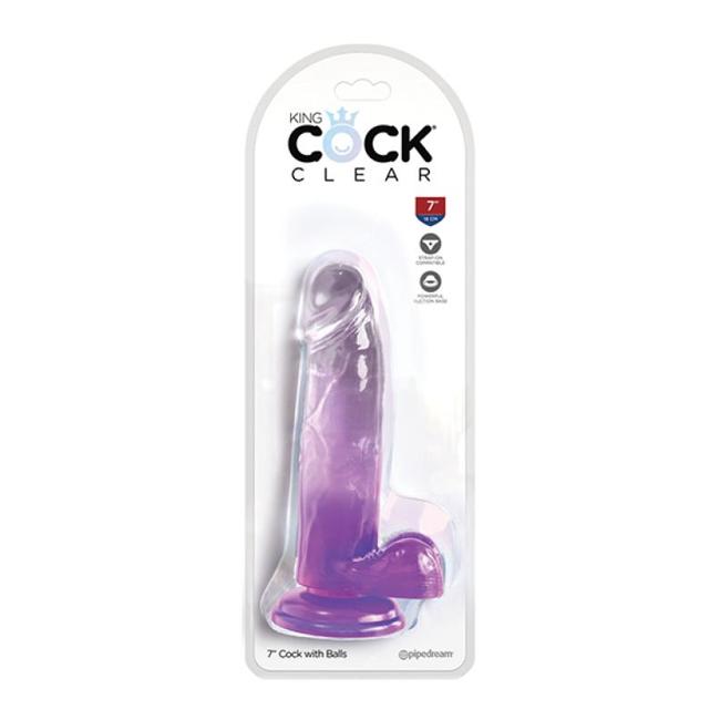 King Cock Clear 7In W/ Balls Purple  image 1