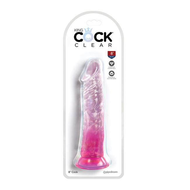 King Cock Clear 8In Pink  image 1
