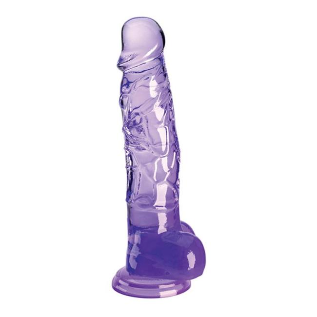 King Cock Clear 8In W/ Balls Purple  image 2