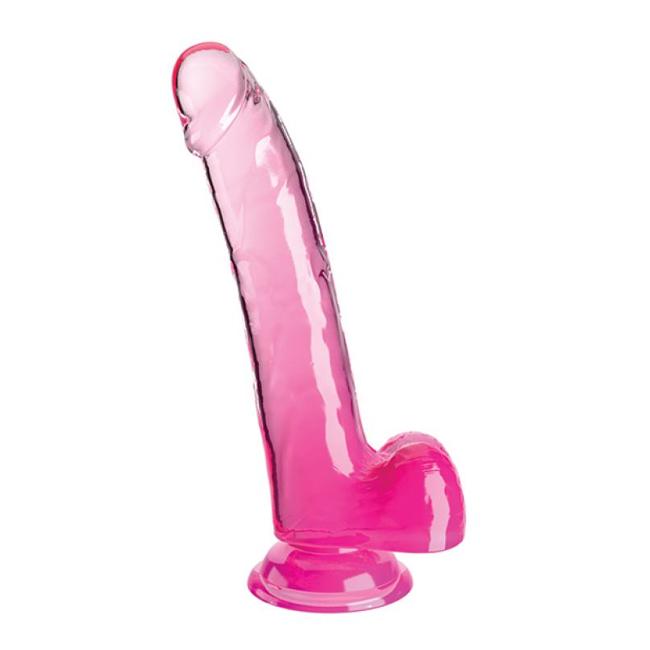 King Cock Clear 9In W/ Balls Pink  image 2