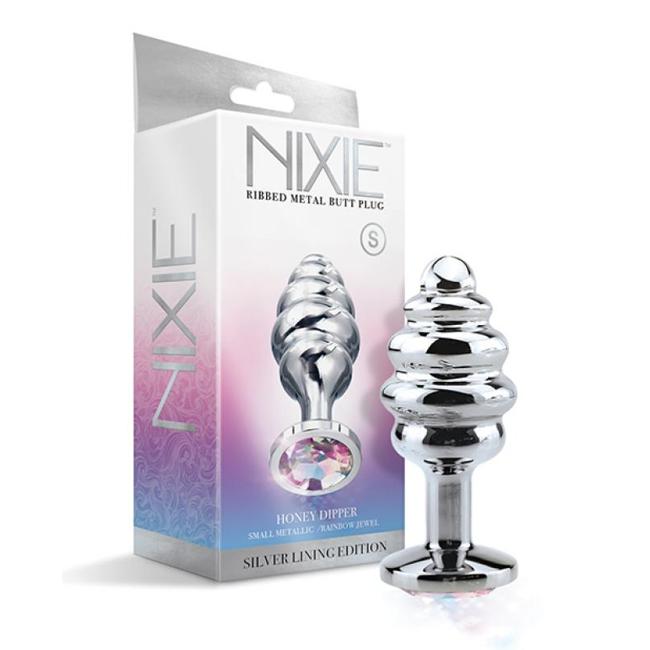 Nixie Honey Dipper Small Ribbed Stainless Steel Plug  image 1