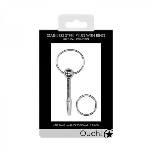 Ouch! Urethral Sounding Stainless Steel Plug With Ring 1