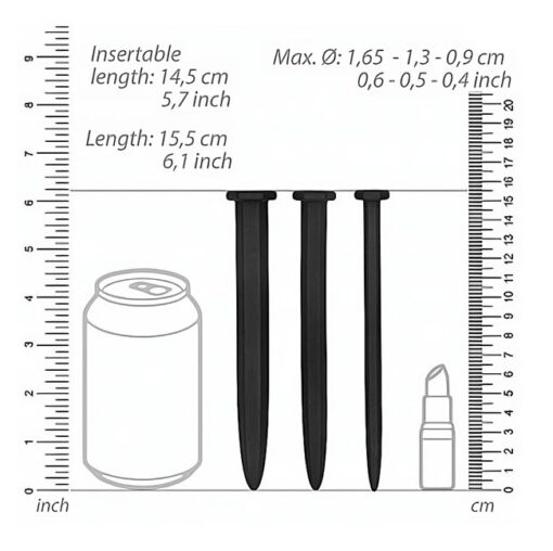 Rugged Nail Plug Set Urethral Sounding Dimensions