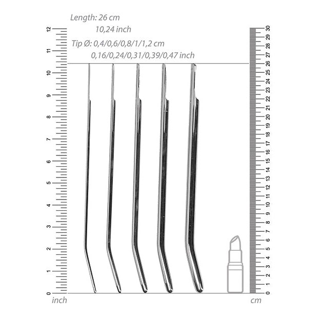 Urethral Sounding Metal Dilator Set of 5 Dimensions