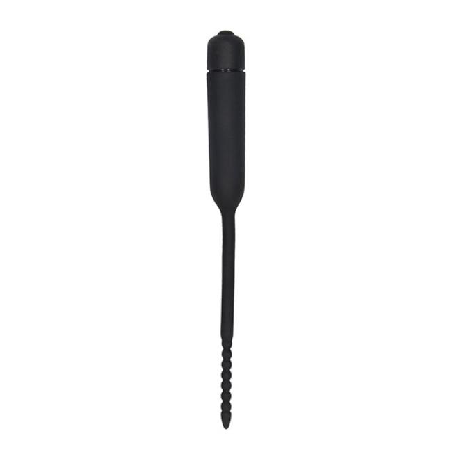 Silicone Vibrating Bullet Plug W/ Beaded Tip Urethral Sounding Black image 2
