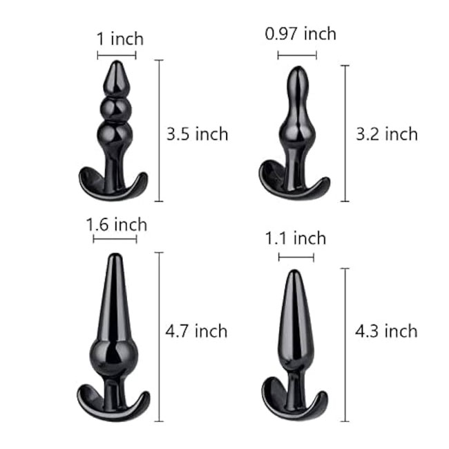 Adam's 4 Piece Anal Plug Kit Sizes