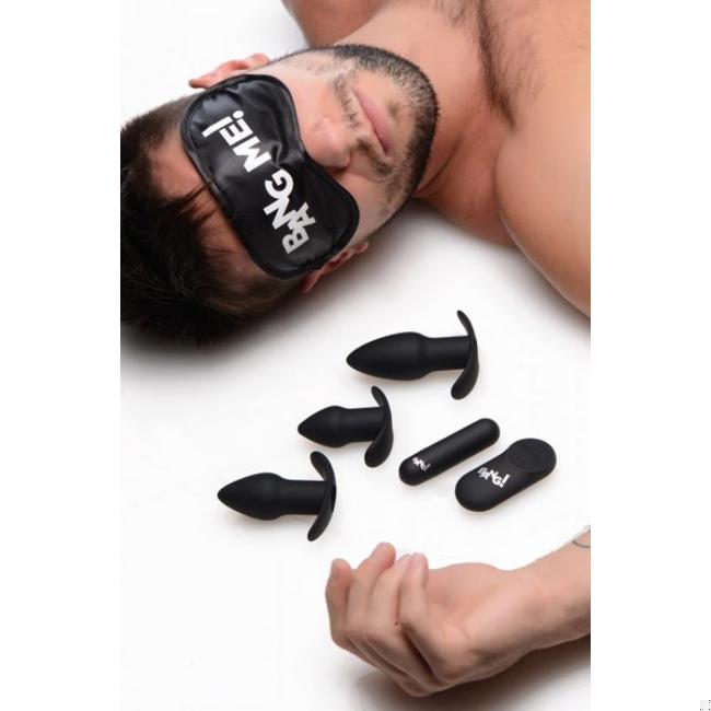 Bang! Backdoor Adventure 3Pc Butt Plug Bullet & Blindfold Kit Black image 2