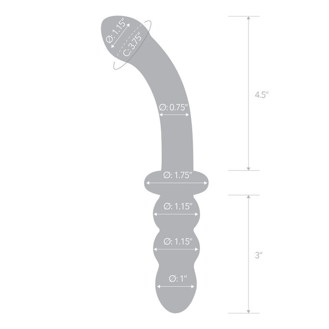 Glas 8 Inch Ribbed Glass Dildo Measurements