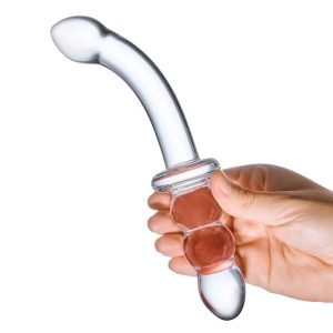 Glas 8 Inch Ribbed Glass Dildo Hand