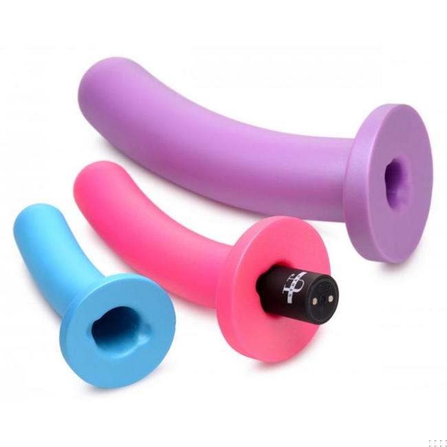 Strap U Triple Peg 28X Dildo Set Silicone W/ Remote image 4